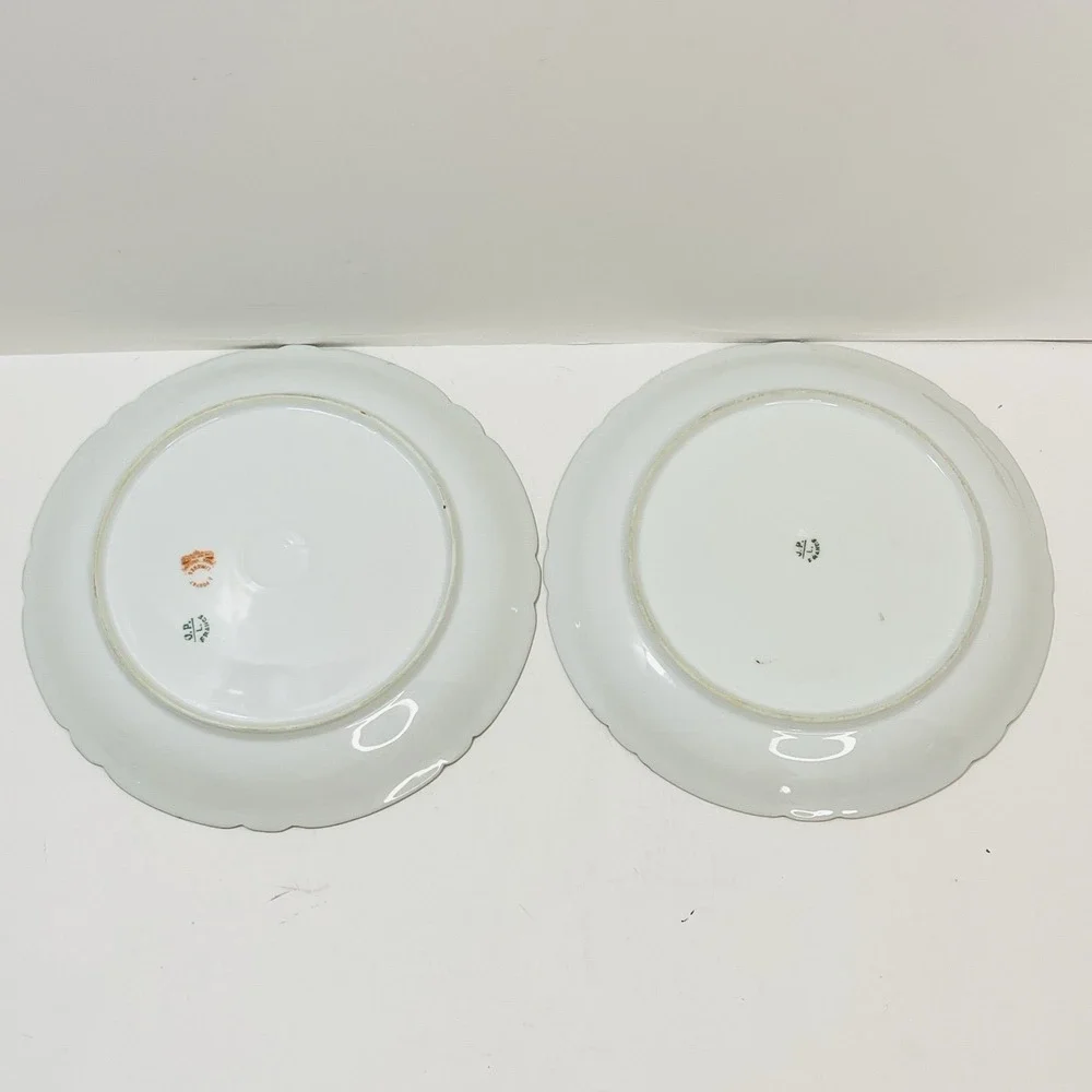 Set of 4 JPL Jean Pouyat Limoges‎ France Pink Blue Garland Floral Plates 8.5